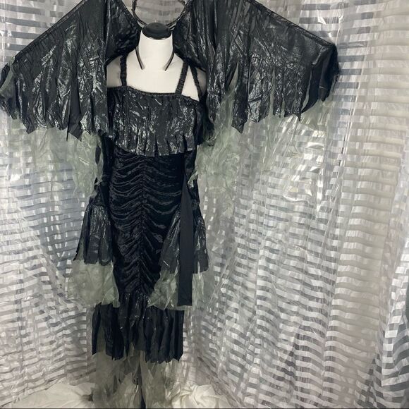 Gothic Dark Fallen Angel Fancy Dress Costume - Picture 2 of 9